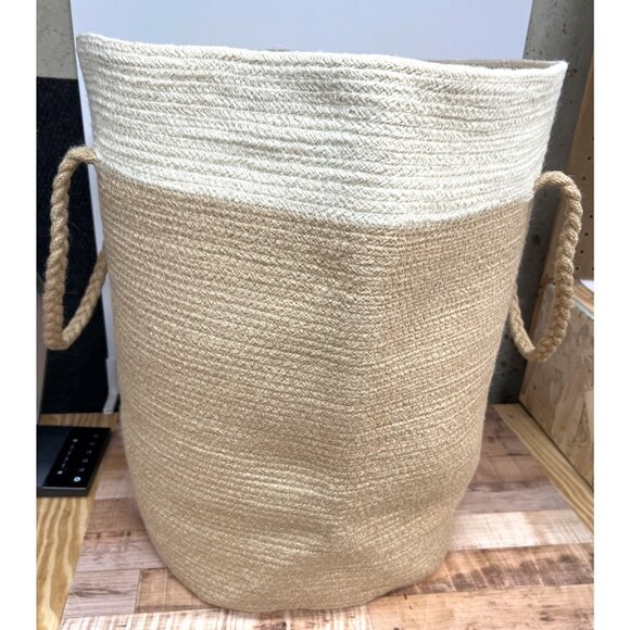 Ikea Woven Jute & Cotton Storage Basket With Handles - Picture 1 of 4